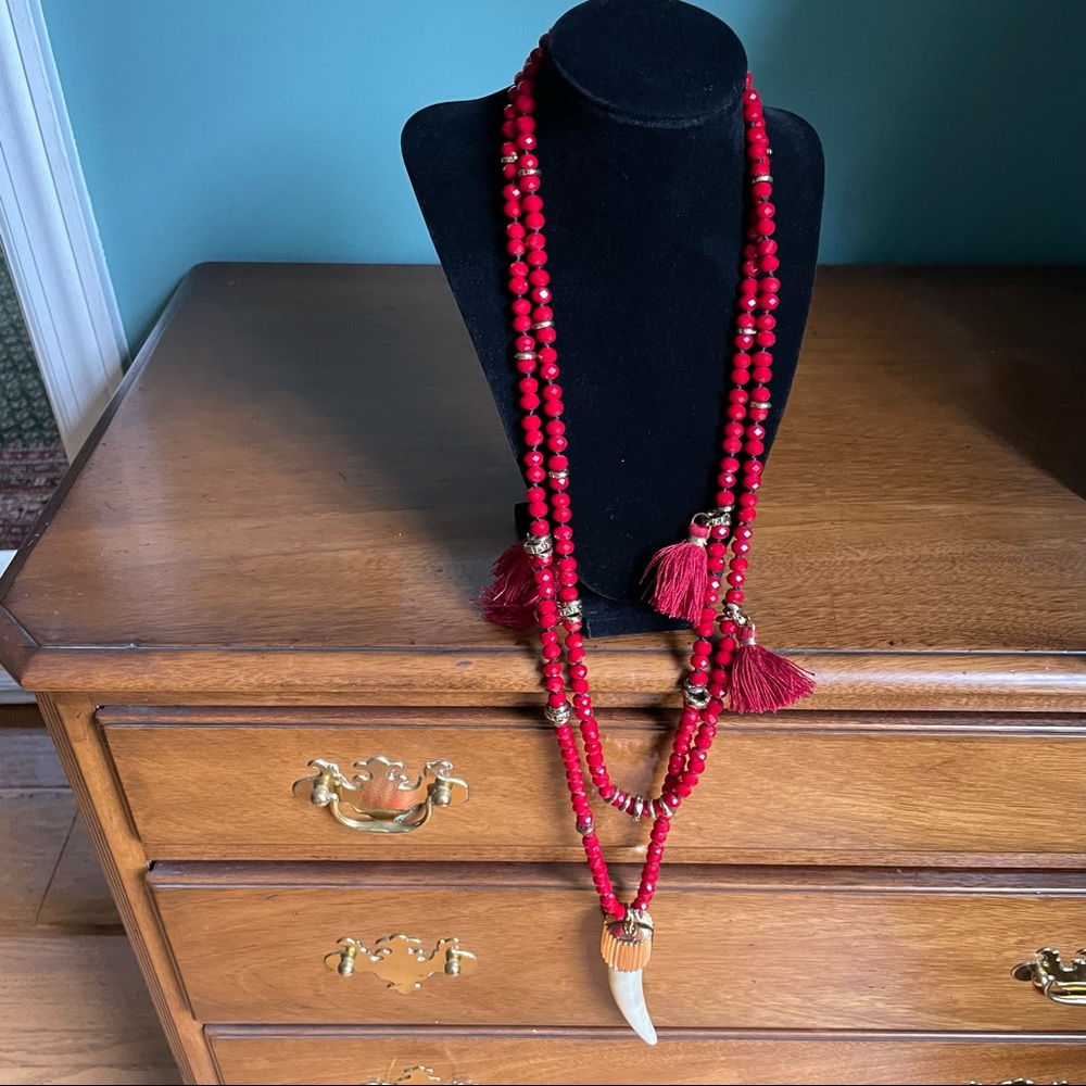 India Hicks Free Spirit Necklace-Dark Red Gold NEW